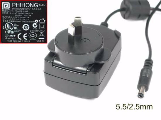 PHIHONG PSA15R-050P AC Adapter 5V-12V 5V 3A, 5.5/2.5mm, AU 2P Plug, New