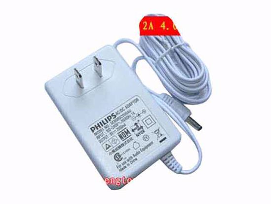 Philips SEB0902000AU AC Adapter 5V-12V 9V 2A, 4.0/1.7mm, US 2P Plug, White, New