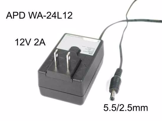 APD / Asian Power Devices WA-24L12 AC Adapter 5V-12V WA-24L12, 12V 2A, Barrel 5.5/2.5mm,