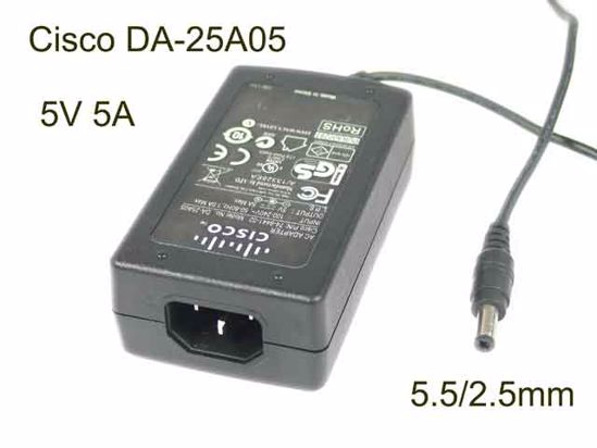 Cisco DA-25A05 AC Adapter 5V-12V 5V 5A, Barrel 5.5/2.5mm, IEC C14, DA-25A05