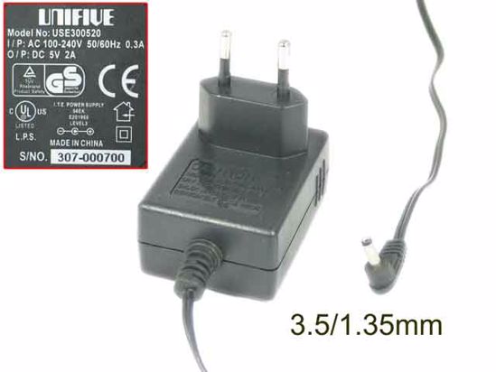 Other Brands UNIFIVE AC Adapter 5V-12V 5V 2A, Barrel 3.5/1.35mm, EU 2-Pin Plug