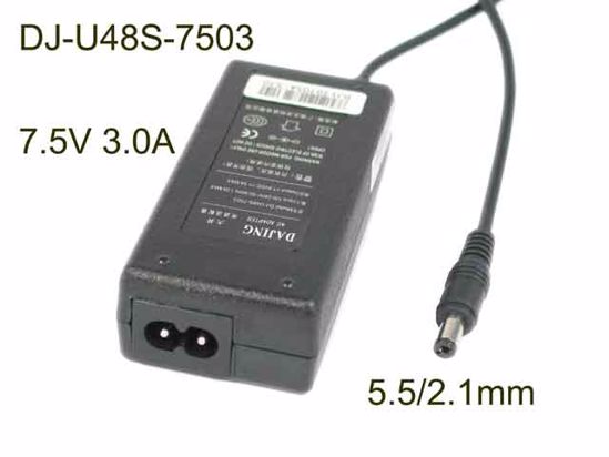 Dajing DJ-U48S-7503 AC Adapter 5V-12V 7.5V 3.0A, Barrel 5.5/2.1mm, 2-Prong