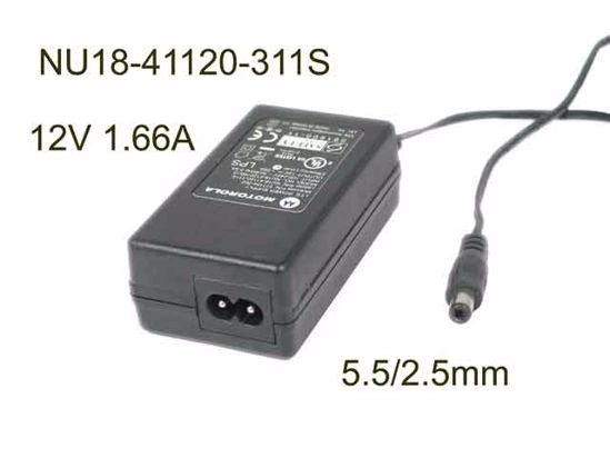 Motorola NU18-4120166-I3 AC Adapter 5V-12V 12V 1.66A, Barrel 5.5/2.5mm, 2-Prong