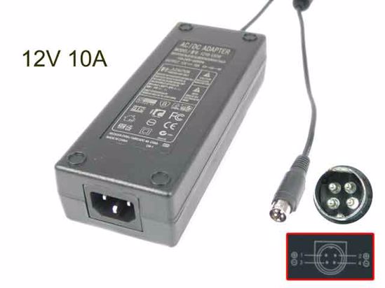 ACP OEM Power AC Adapter 5V-12V 12V 10A, 4P P1 4=V