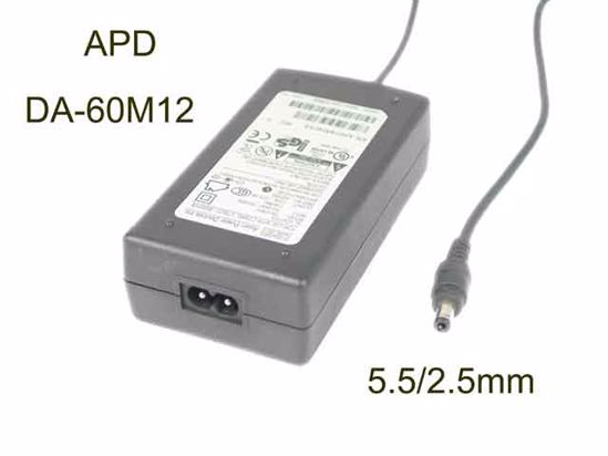 APD / Asian Power Devices DA-60M12 AC Adapter 5V-12V 12V 5A, Barrel 5.5/2.5mm, 2-Prong,