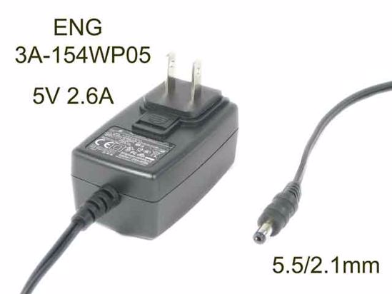 ENG 3A-154WP05 AC Adapter 5V-12V 5V 2.6A, Barrel 5.5/2.1mm, US 2-Pin Plug