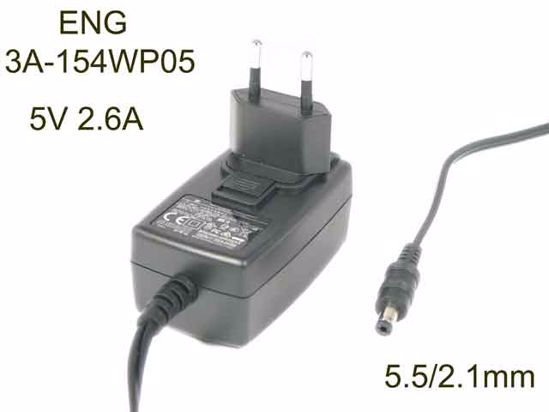 ENG 3A-154WP05 AC Adapter 5V-12V 5V 2.6A, Barrel 5.5/2.1mm, EU 2-Pin Plug