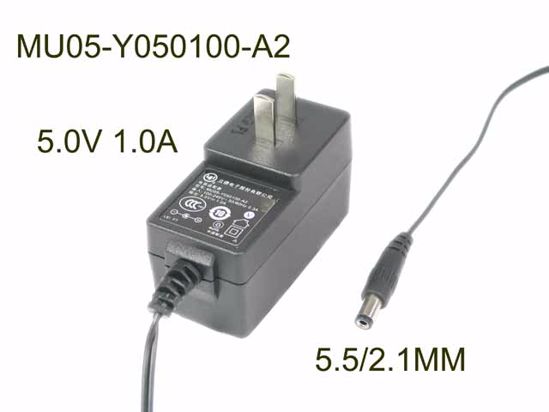 LEI / Leader MU05-Y050100-A2 AC Adapter 5V-12V 5.0V 1.0A, 5.5/2.1MM, US 2-Pin Plug,