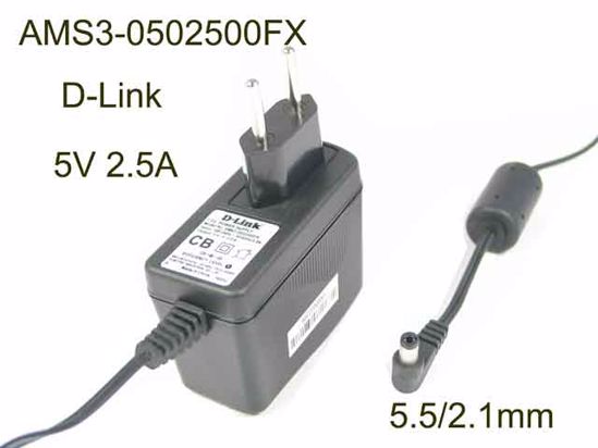 D-Link AMS3-0502500FX AC Adapter 5V-12V 5V 2.5A, Barrel 5.5/2.1mm, EU 2-Pin Plug