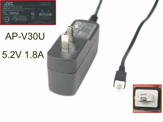 JVC AP-V30U AC Adapter 5V-12V 5.2V 1.8A, Rectangular Tip, US 2P