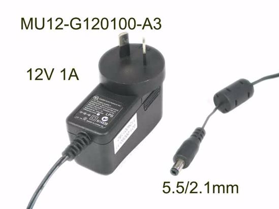 LEI / Leader MU12-G120100-A3 AC Adapter 5V-12V 12V 1A, 5.5/2.1mm, AU 2P, NEW