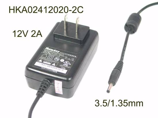 Huntkey HKA02412020-2C AC Adapter 5V-12V 12V 2A, 3.5/1.35mm, US 2P Plug, NEW