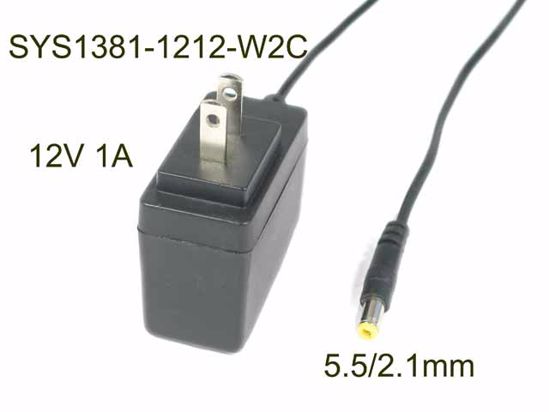 Sunny SYS1381-1212-W2C, SYS1193-1212-W2, AC Adapter 5V-12V 12V 1A, 5.5/2.1mm, US 2P Plu