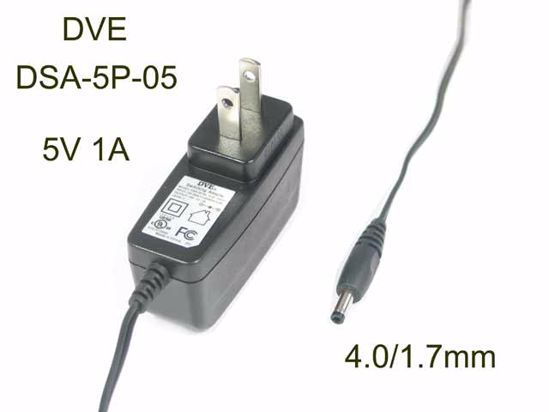 DVE DSA-5P-05 AC Adapter 5V-12V 5V 1A, 4.0/1.7mm, US 2P