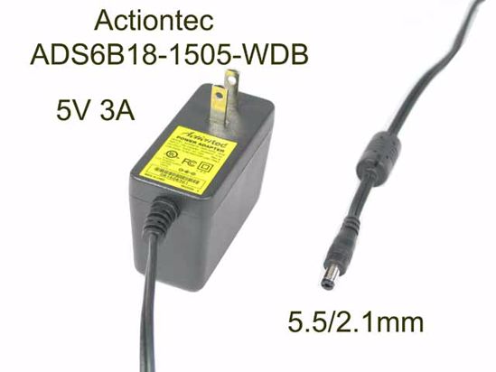 Actiontec ADS6B18-1505-WDB AC Adapter 5V-12V 5V 3A, 5.5/2.1mm, US 2P Plug