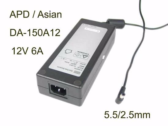 APD / Asian Power Devices DA-150A12 AC Adapter 5V-12V 12V 6A, 5.5/2.5mm, C14, New