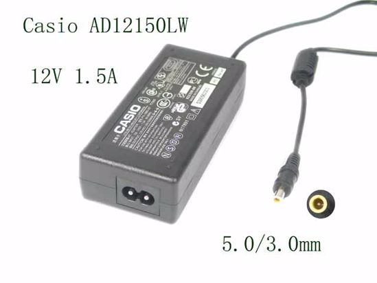 Casio AD12150LW, PA-1600-07,AC Adapter 5V-12V 12V 1.5A, 5.0/3.0mm WP, 2P