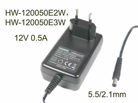 Huawei HW-120050E2W AC Adapter 5V-12V 12V 0.5A, 5.5/2.1mm, EU 2P