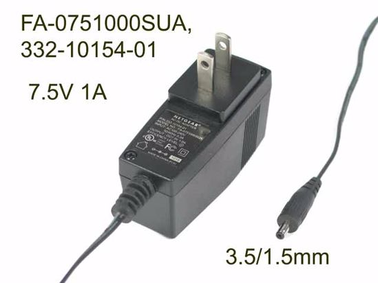 NETGEAR FA-0751000SUA AC Adapter 5V-12V 7.5V 1A, 3.5/1.5mm, US 2P, NEW