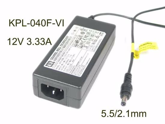 CWT / Channel Well Technology KPL-040F-VI AC Adapter 5V-12V 12V 3.33A, 5.5/2.1mm, C14