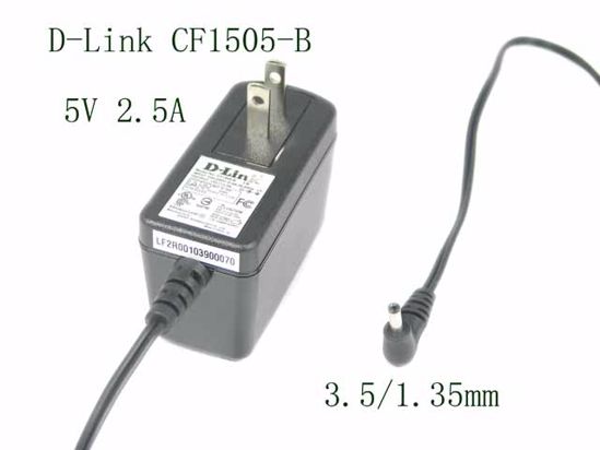 D-Link CF1505-B AC Adapter 5V-12V 5V 2.5A, 3.5/1.35mm, US 2P Plug, New