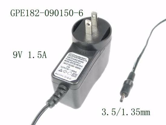 GPE GPE182-090150-6 AC Adapter 5V-12V 9V 1.5A, 3.5/1.35mm, US 2P Plug, New