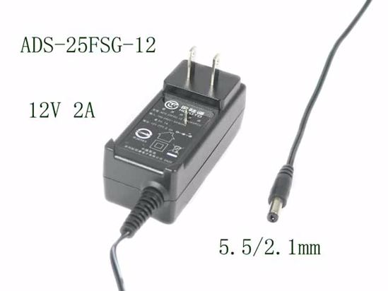 HOIOTO ADS-25FSG-12 AC Adapter 5V-12V 12V 2A, 5.5/2.1mm, US 2P Plug, New