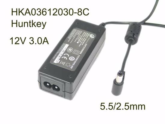 Huntkey HKA03612030-8C AC Adapter 5V-12V 12V 3.0A, Barrel 5.5/2.5mm, 2-Prong