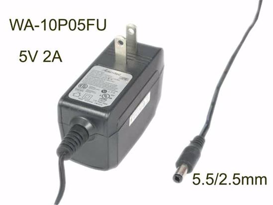 Actiontec WA-10P05FU AC Adapter 5V-12V 5V 2A, 5.5/2.5mm, US 2P Plug,