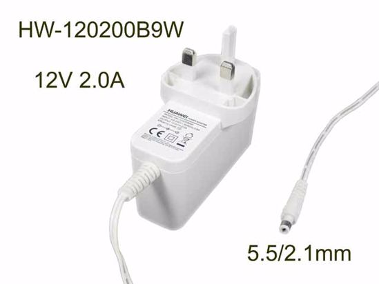 Huawei HW-120200B9W AC Adapter 5V-12V 12V 2.0A, Barrel 5.5/2.1mm, UK 3-Pin, White