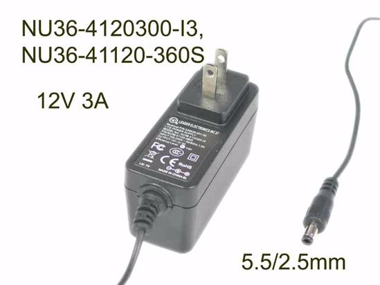 LEI / Leader NU36-4120300-I3 AC Adapter 5V-12V 12V 3A, 5.5/2.5mm, US 2P