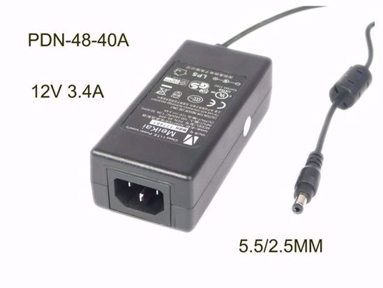 Other Brands MeiKai AC Adapter 5V-12V 12V 3.4A, Barrel 2.5/5.5mm, IEC C14