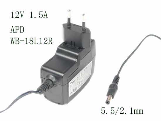 APD / Asian Power Devices WB-18L12R AC Adapter 5V-12V 12V 1.5A, Barrel 5.5/2.1mm, EU 2-P