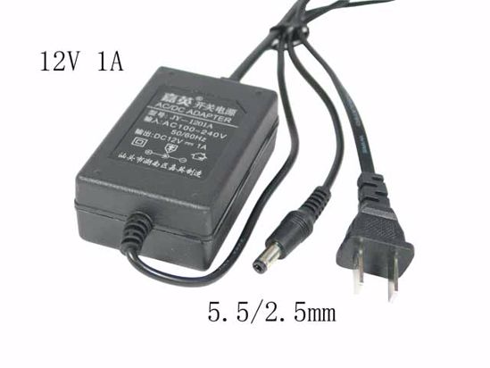 ACP OEM Power AC Adapter 5V-12V 12V 1A, 5.5/2.5mm, US Wired 2-Pin, New