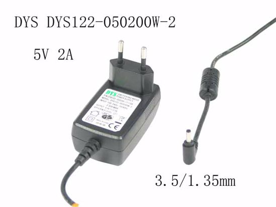 DYS DYS122-050200W-2 AC Adapter 5V-12V 5V 2A, 3.5/1.35mm, EU 2-Pin Plug