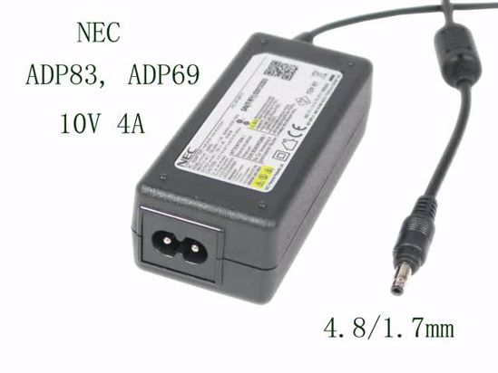 NEC Common Item (NEC) AC Adapter 5V-12V 10V 4A, 4.8/1.7mm, 2-Prong, ADP83, ADP69