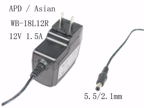 APD / Asian Power Devices WB-18L12R AC Adapter 5V-12V 12V 1.5A, Barrel 5.5/2.1mm, US 2-P