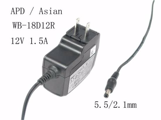 APD / Asian Power Devices WB-18D12R AC Adapter 5V-12V , 5.5/2.1mm, WB-18D12R