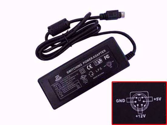 GFT GFP252-0512 AC Adapter 5V-12V 12V 2A,5V 2A, 6P P1 2=5V P3 4=12V, 2P, New