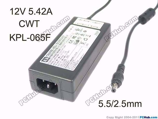 CWT / Channel Well Technology KPL-065F AC Adapter 5V-12V 12V 5.42A, 5.5/2.5mm, C14