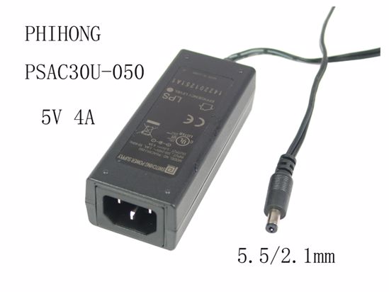 PHIHONG PSAC30U-050 AC Adapter 5V-12V 5V 4A, Barrel 5.5/2.1mm, IEC C14