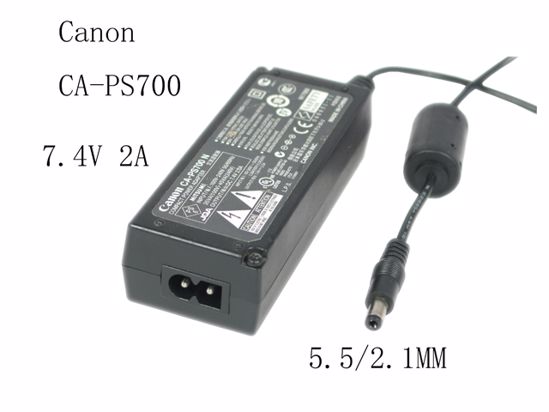 Canon CA-PS700 AC Adapter 5V-12V 7.4V 2A, 5.5/2.1MM, 2-Prong