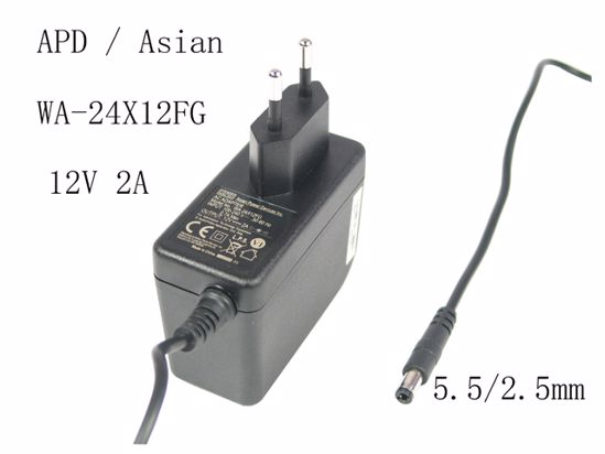 APD / Asian Power Devices WA-24X12FG AC Adapter 12V 2A, 5.5/2.5mm, EU 2-Pin Plug