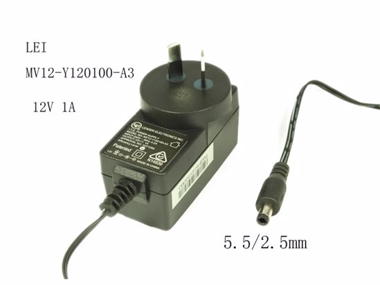 LEI / Leader MV12-Y120100-A3 AC Adapter 5V-12V 12V 1A, 5.5/2.5mm, AU 2P Plug, New