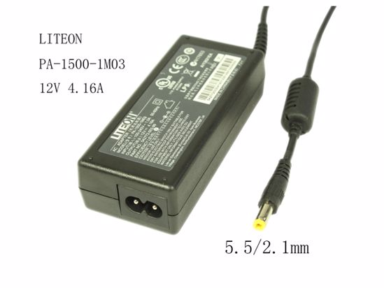 LITE-ON PA-1500-1M03 AC Adapter 5V-12V 12V 4.16A, 5.5/2.1mm, 2P,