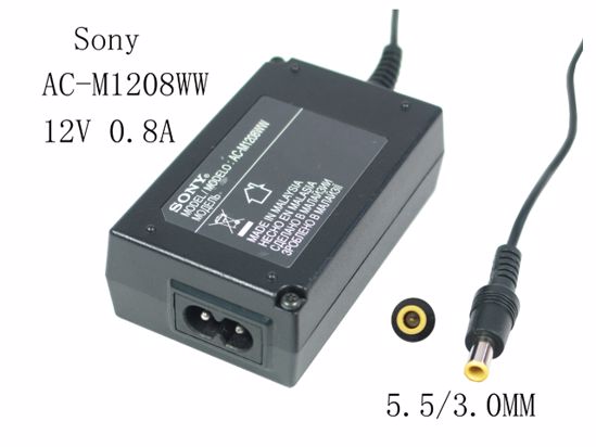 Sony AC Adapter (Sony) AC Adapter 5V-12V 12V 0.8A, 5.5/3.0 Barrel WP, 2P