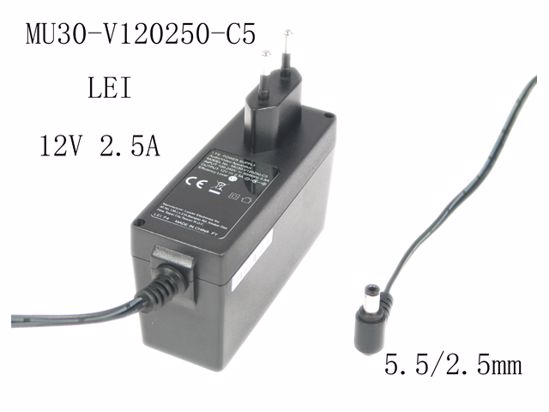 LEI / Leader MU30-V120250-C5 AC Adapter 5V-12V MU30-V120250-C5