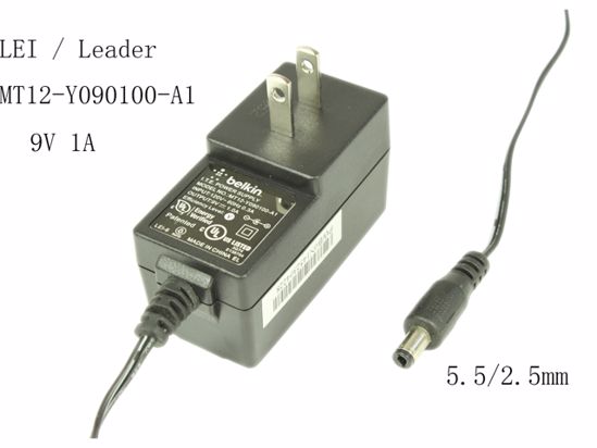 LEI / Leader MT12-Y090100-A1 AC Adapter 5V-12V 9V 1A, 5.5/2.5mm, US 2P Plug, New