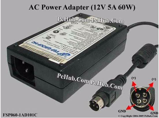 FSP Group Inc FSP050-1AD101C, FSP-RDB, AC Adapter 5V-12V 12V 5A, 4P , C14