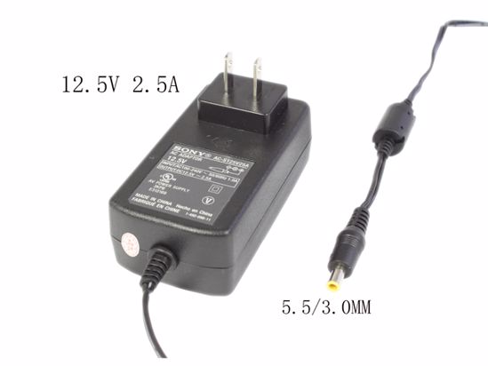 Sony Common Item (Sony) AC Adapter 5V-12V 12.5V 2.5A, 5.5/3.0MM, Tip W/Pin, US 2P